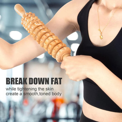 Wooden Massage Roller Anti-Cellulite Tool Self Care Lymphatic Therapy Massager