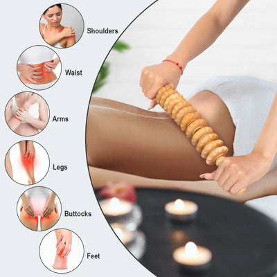 Wooden Massage Roller Anti-Cellulite Tool Self Care Lymphatic Therapy Massager