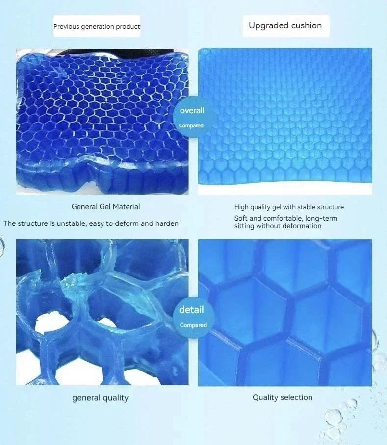 Honeycomb Breathable Gel Seat Cushion Cooling Double Thick Egg Sitting Pad Mat