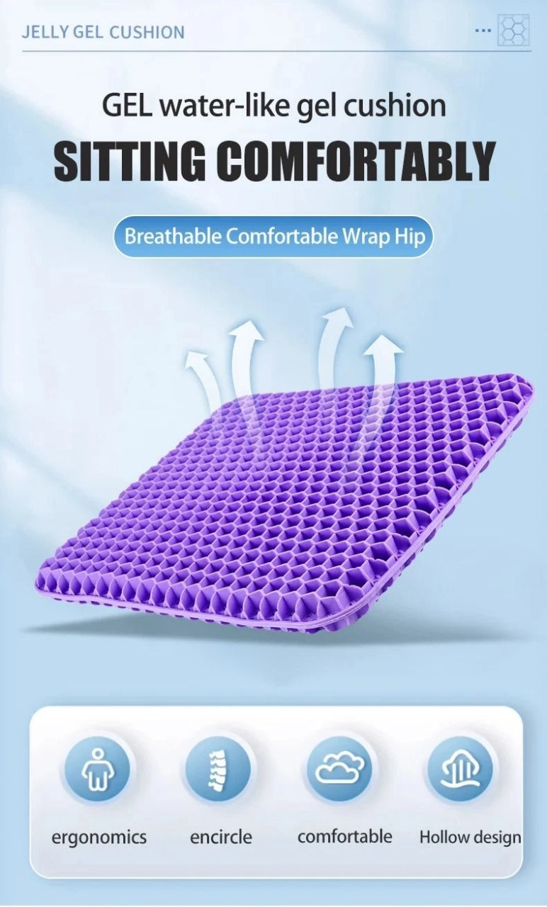 Honeycomb Breathable Gel Seat Cushion Cooling Double Thick Egg Sitting Pad Mat