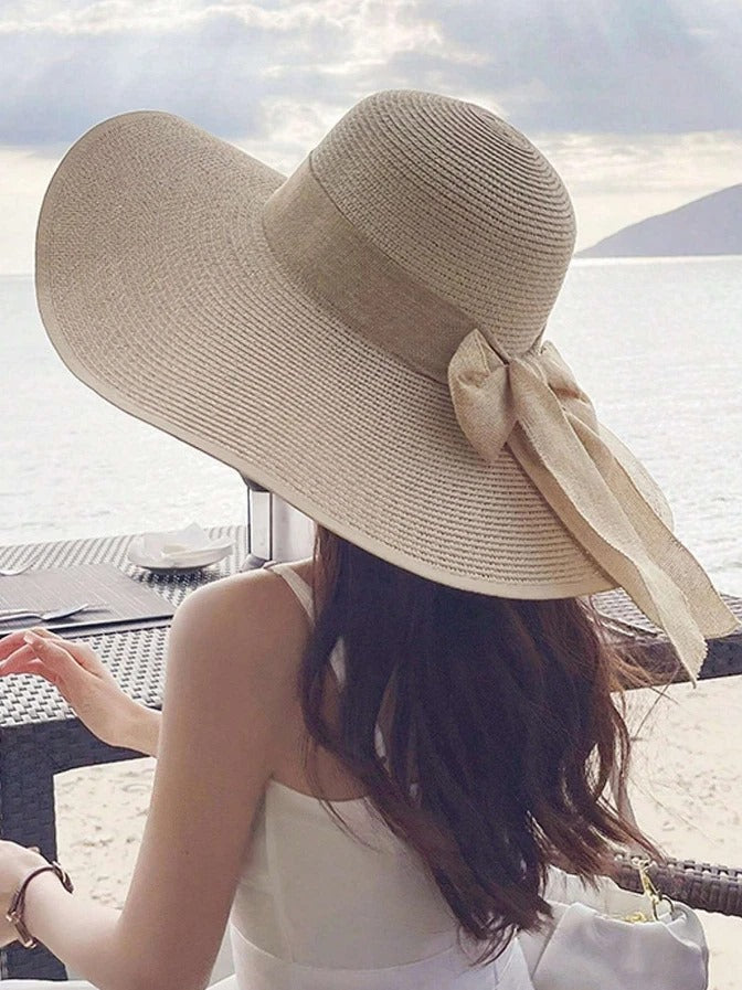 Floppy Foldable Ladies Women Straw Beach Sun Hat Summer Travel Wide Brim Cap UK